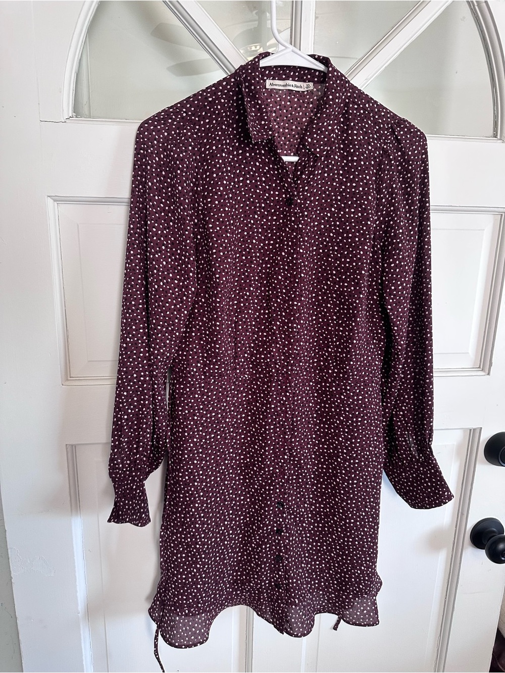 Abercrombie & Fitch Plum Dot Long Sleeve Shirt Dress
